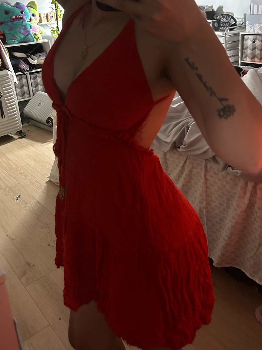 Forever 21 Red Tie-Front Mini Dress